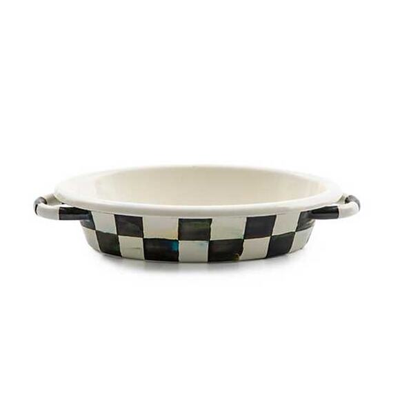 Mackenzie Childs Courtly Check Enamel Gratin Baking Dish Pan Oval Small NEW - Picture 5 of 5
